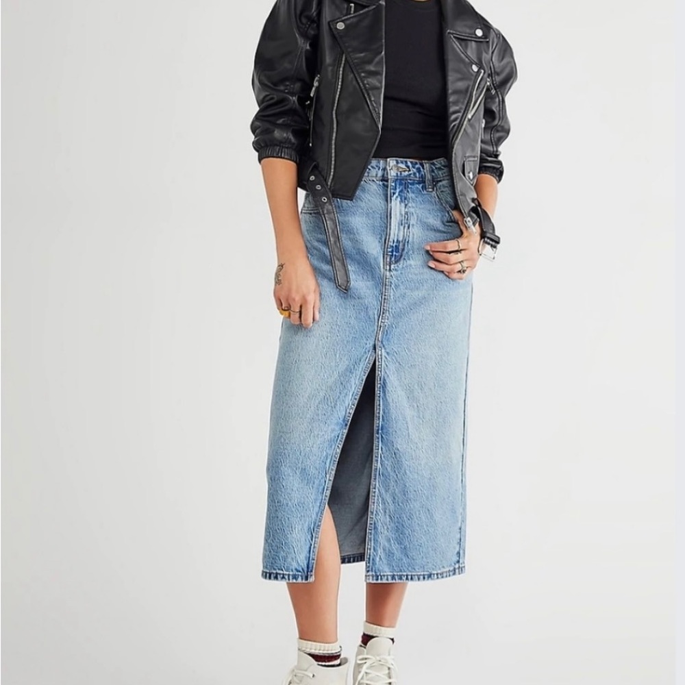 Free People we the free Calabasas midi denim skirt